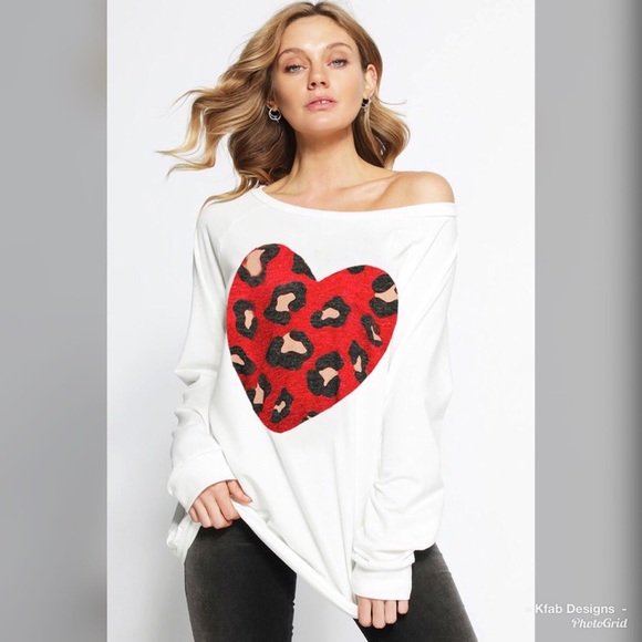 🥰LAST 1! French Terry ❤️ Leopard Sweatshirt! - Picture 4 of 5